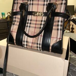 Burberry Minford Satchel Haymarket Coated Canvas Medium